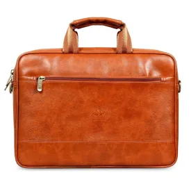 THE CLOWNFISH Biz Faux Leather 15.6 inch Laptop Messenger Bag | Comfortable Adjustable Strap | 12L | Tan