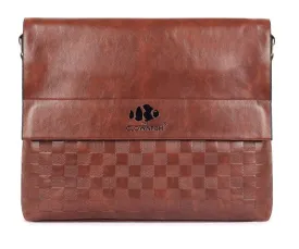 THE CLOWNFISH Checkers Series Synthetic 22 cms Brown Messenger Bag