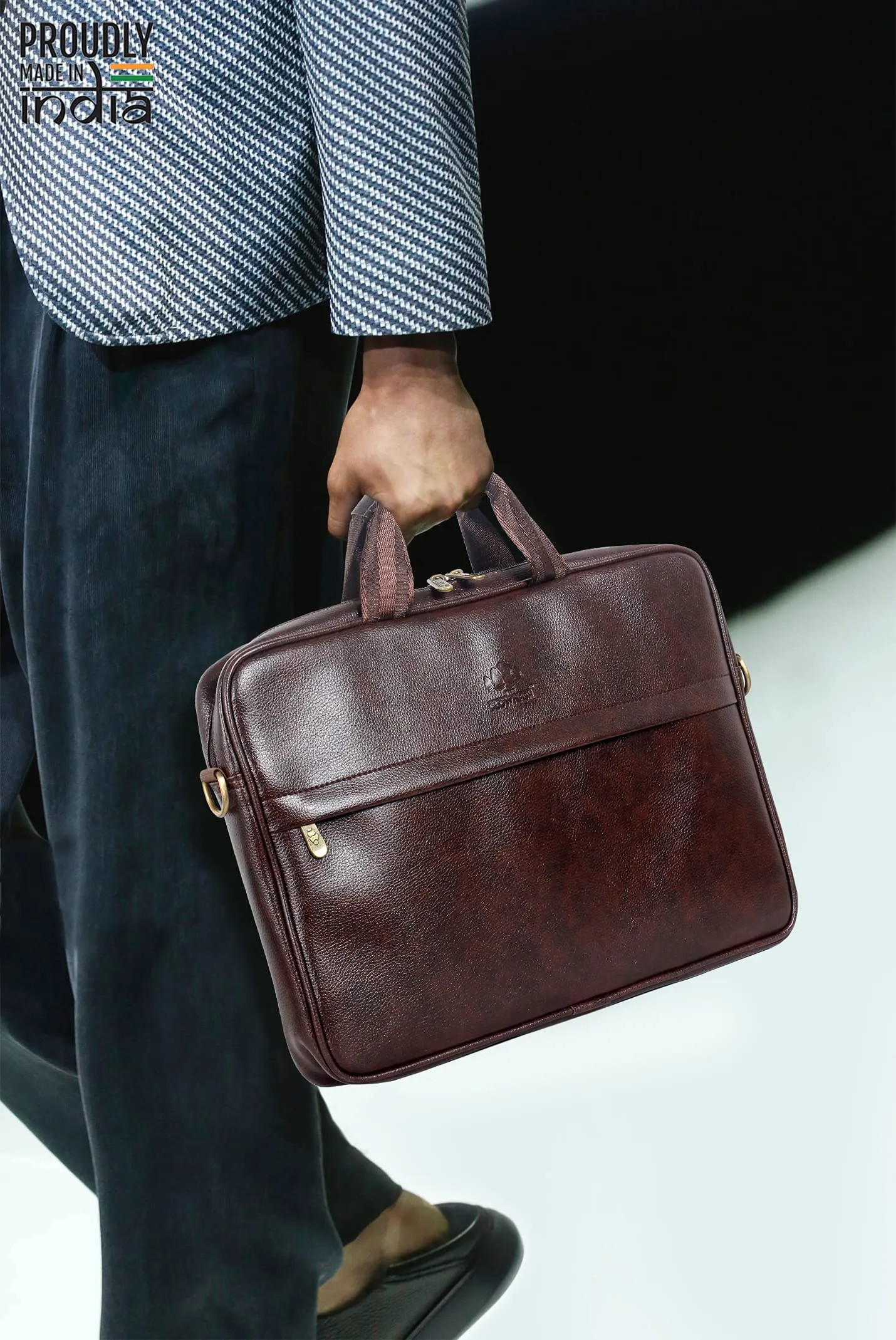 THE CLOWNFISH Noble Faux Leather 15.6 inch Best Laptop Messenger Briefcase Office Bag Shoulder Sling Bag Organizer Bag Executive Bag for Men Women with Multiple compartments (Dark Brown)