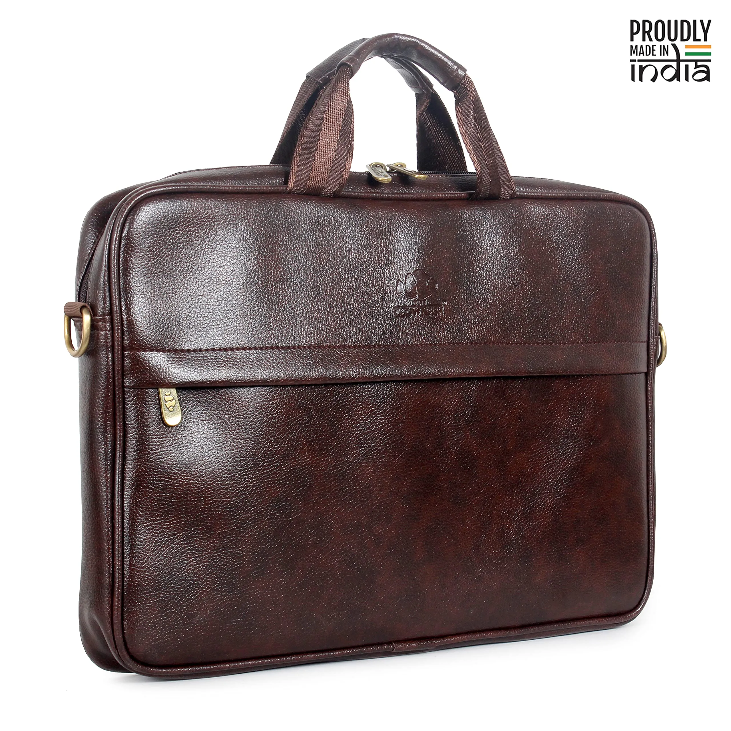 THE CLOWNFISH Noble Faux Leather 15.6 inch Best Laptop Messenger Briefcase Office Bag Shoulder Sling Bag Organizer Bag Executive Bag for Men Women with Multiple compartments (Dark Brown)