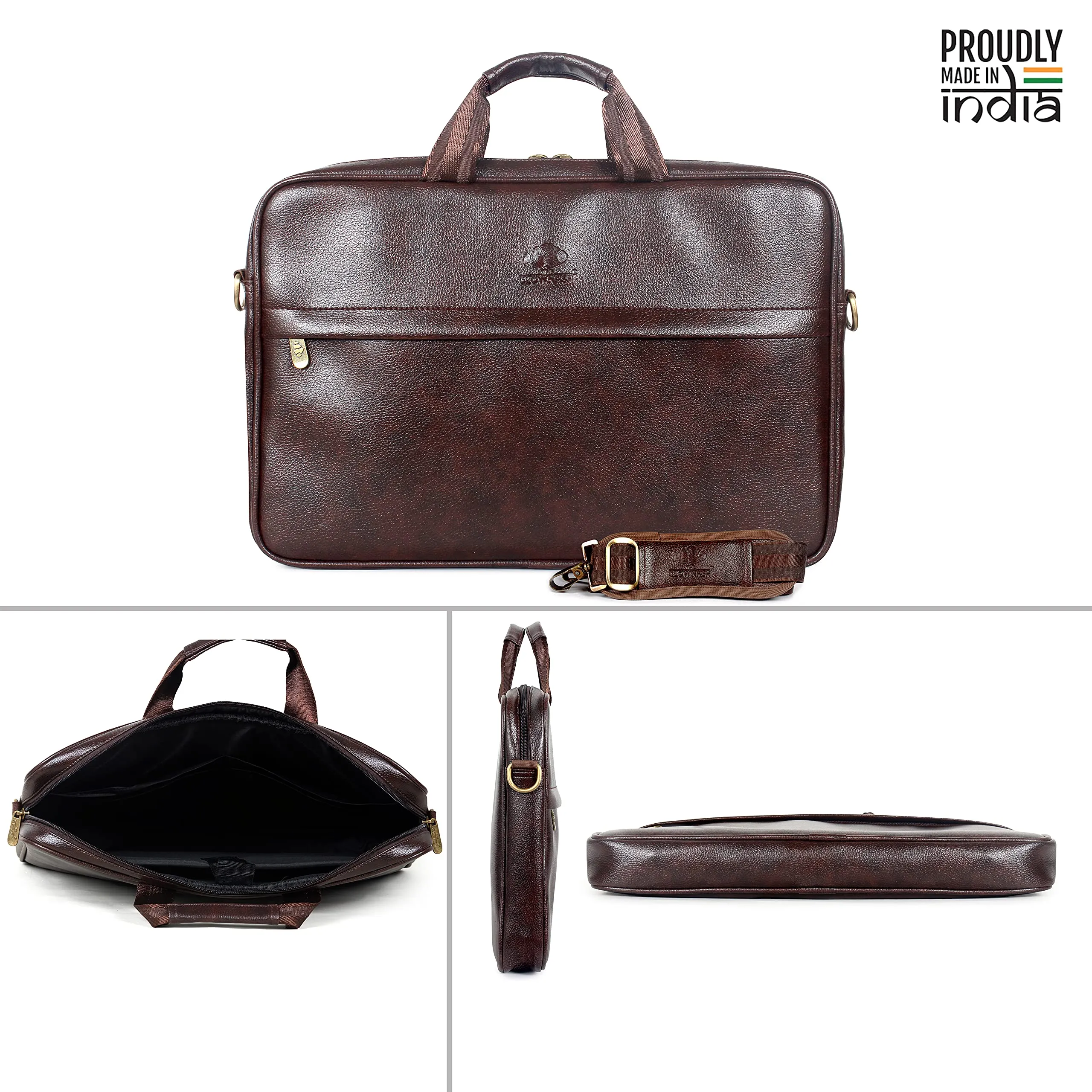 THE CLOWNFISH Noble Faux Leather 15.6 inch Best Laptop Messenger Briefcase Office Bag Shoulder Sling Bag Organizer Bag Executive Bag for Men Women with Multiple compartments (Dark Brown)