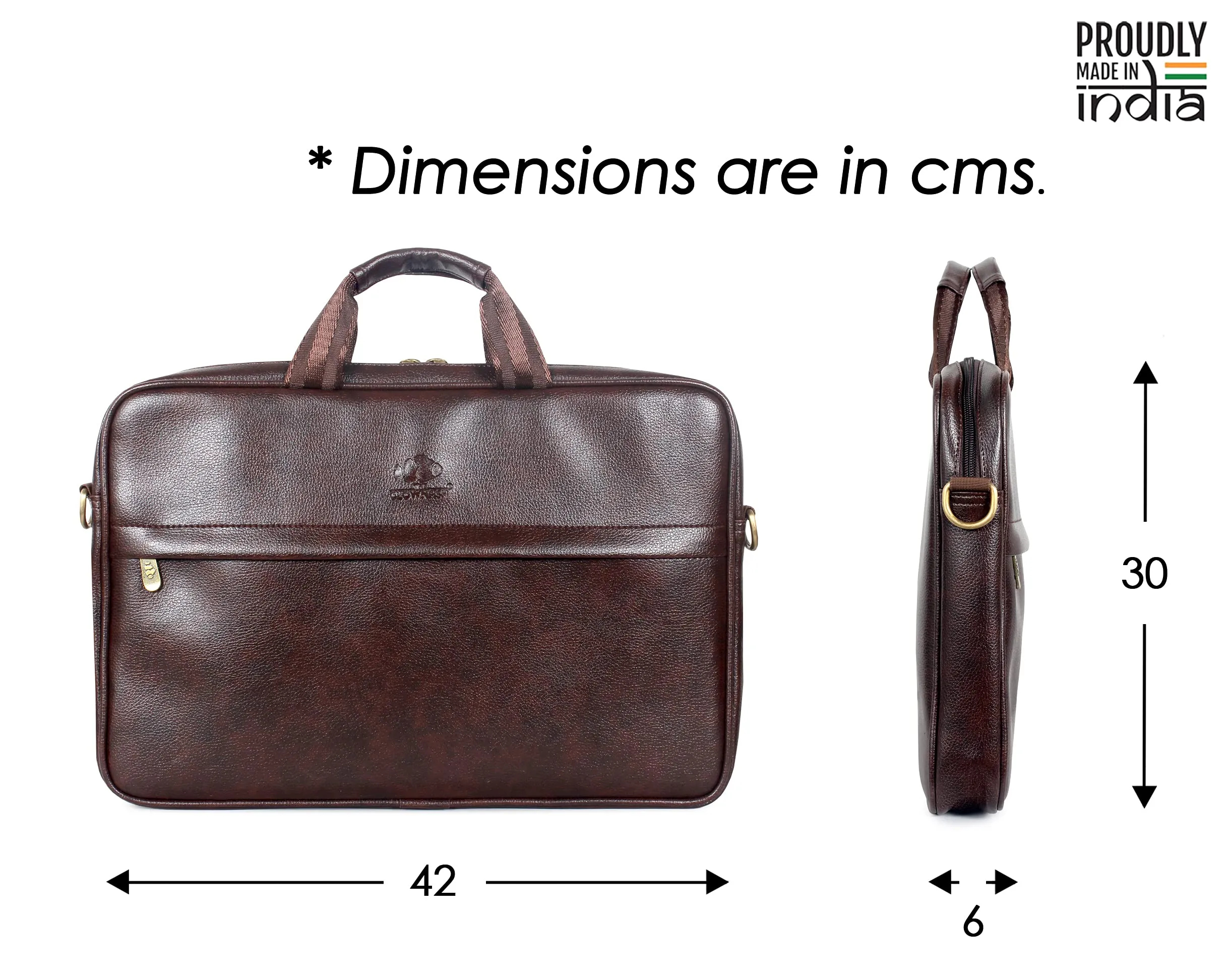 THE CLOWNFISH Noble Faux Leather 15.6 inch Best Laptop Messenger Briefcase Office Bag Shoulder Sling Bag Organizer Bag Executive Bag for Men Women with Multiple compartments (Dark Brown)