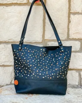 Tote w/ Studded Detail- Large- Black Half   Half