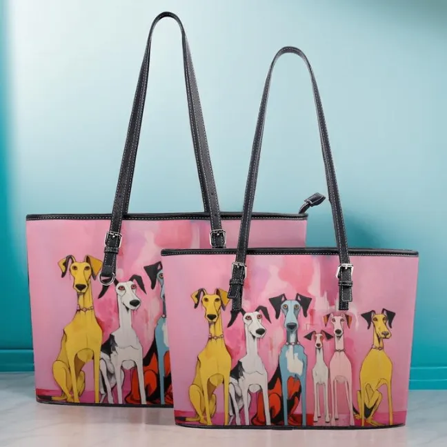 Whimsical Pink Elegant Dog Art Durable Zipper Handbag