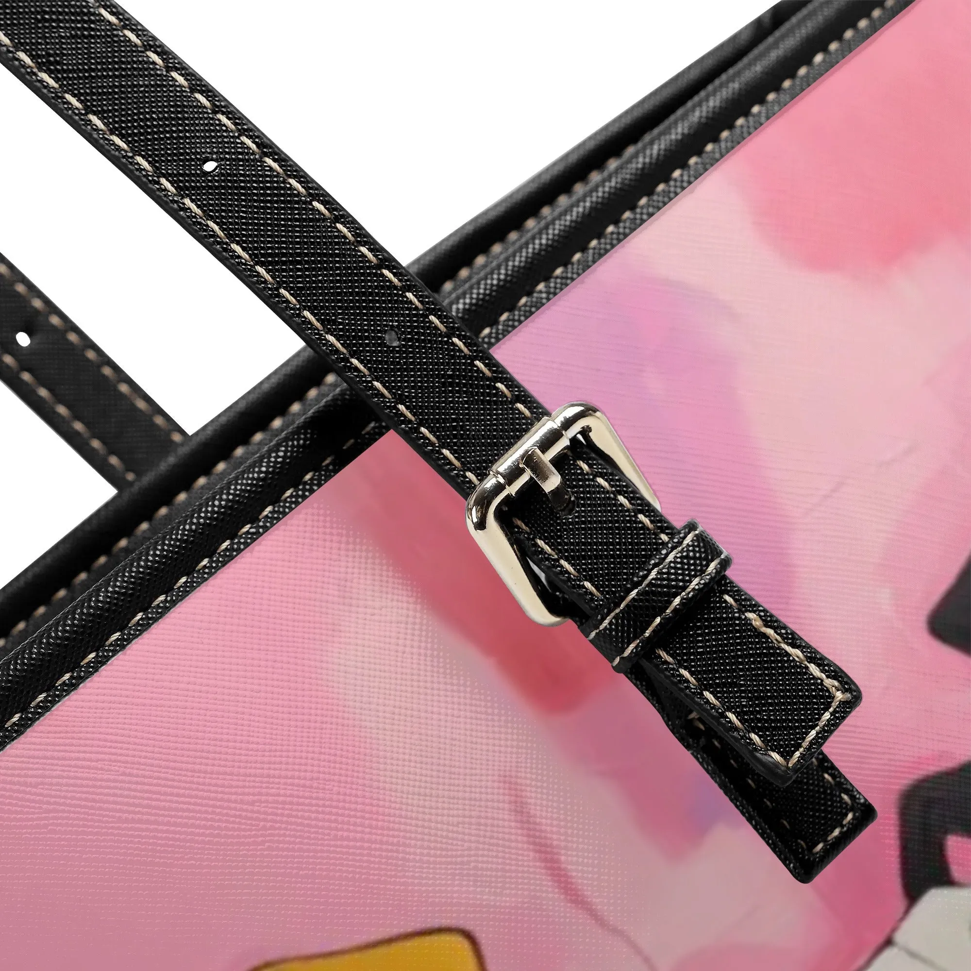 Whimsical Pink Elegant Dog Art Durable Zipper Handbag