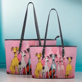 Whimsical Pink Elegant Dog Art Durable Zipper Handbag