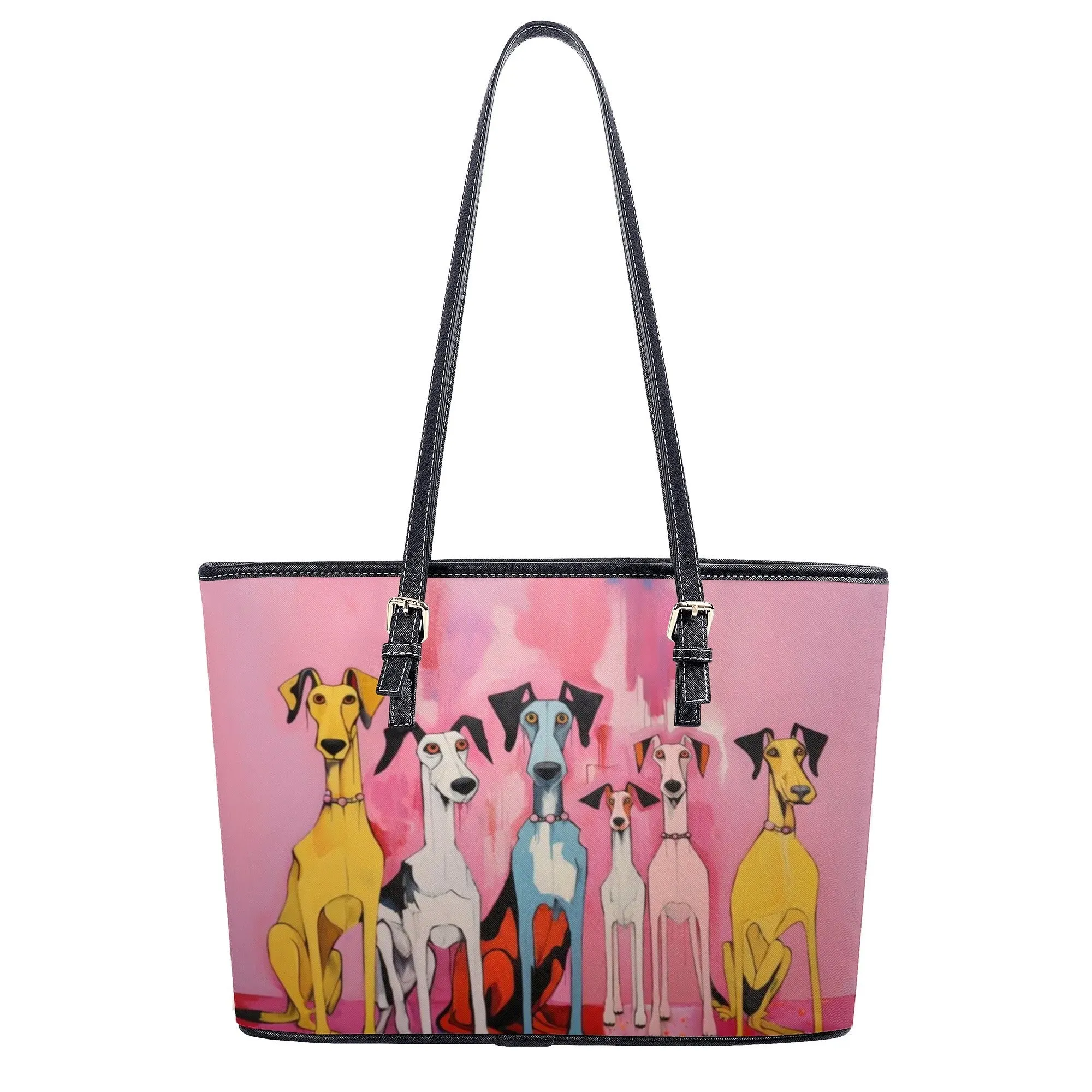 Whimsical Pink Elegant Dog Art Durable Zipper Handbag