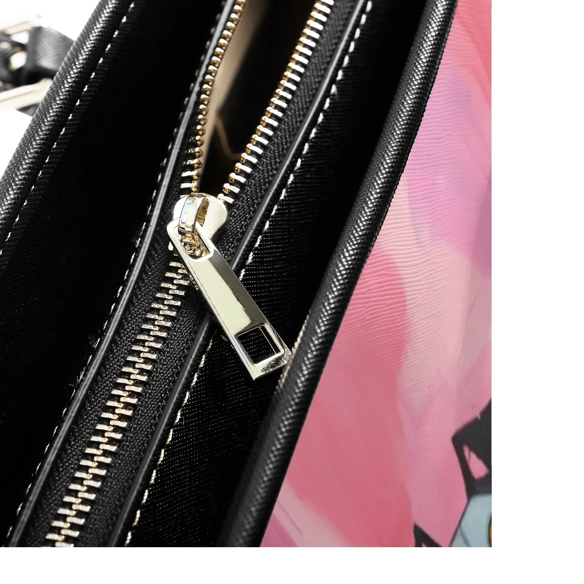 Whimsical Pink Elegant Dog Art Durable Zipper Handbag